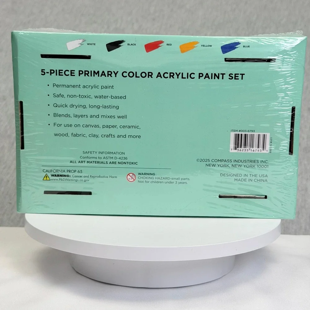 Supply Line 5 Piece Primary Color Acrylic Paint Set 2.5oz Tubes 003-6793 NEW